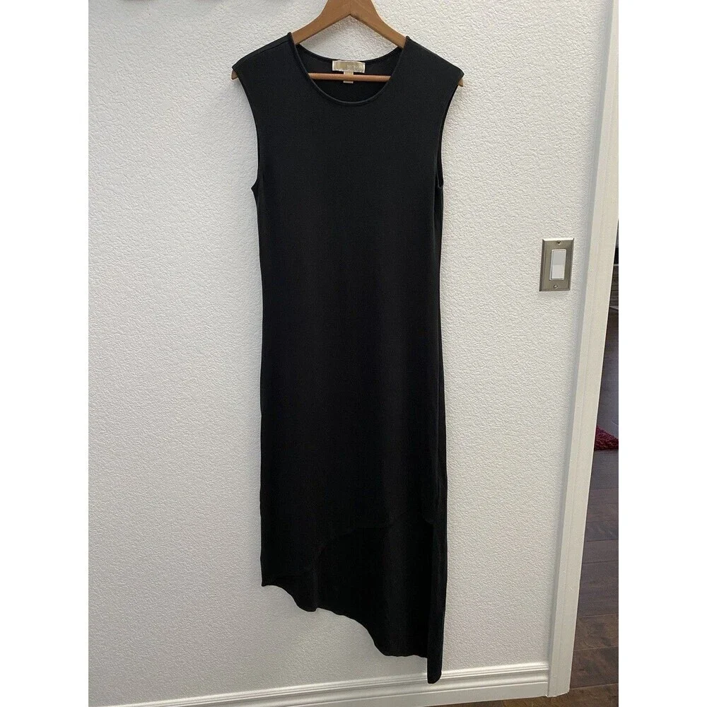 Michael Kors Black Modal Dress Tank Asymetrical Hem Stretch Hi Low Medium
